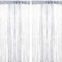 2 pcs Decorative Door String Curtain, 39 x 79 inch Hanging Wall Panel Fringe Window Room Divider Blind for Window Entrance Closet Wedding Coffee House Bedroom Privacy Decor (COLOR:Silver Grey)