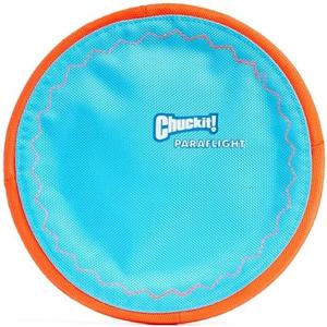Chuckit! Paraflight Flying Disc Dog Toy - Water Floating Flyer - Durable Nylon Construction with Soft Rubber Edges - For Medium and Large Dogs - Size Large - 9.75" L x 9.75" W - Pack of 1