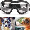 NAMSAN Dog Sunglasses Medium to Large Dog UV Transparent Goggles Windproof Anti-Dust Snowproof Pet Glasses with Elastic Straps, Clear