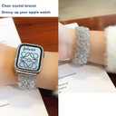 Glitter Beaded Bracelet Compatible for Apple Watch Women Clear 38mm 40mm 41mm 42mm 44mm 45mm 49mm Band,Fohuas Crystal Pearl Bangle for iWatch Ultra Series SE 9 8 7 6 5 4 3 2 1 Metal Pink Elastic Jewelry Strap for iphone watch Starlight Silver Black Gold Rose Gold