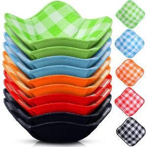 Geiserailie 10 Pcs Hot Bowl Holder Microwave Safe Bowl Cozy Multipurpose Heat Proof Plate Holder to Prevent Hand from Heat and Maintain Food Warm(Red, Blue, Green, Yellow, Black)