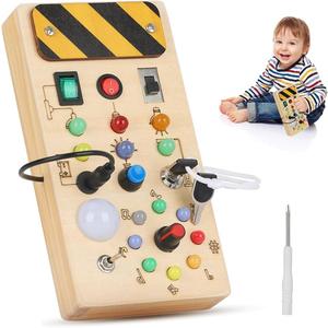 JGOBUB Montessori Toddler Toy-Baby Wooden Busy Board-Sensory Toys with Light Switch-Baby Travel Toys-Preschool Educational Learning Activities Toys-Gifts for Boys Girls Ages 1 2 3 4+ Year Old