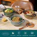 MONITO Ceramic Salad Bowl with Handles, 28 oz French Onion Soup Bowls, Ceramic Soup Bowls for Cereal, Pasta, Chilli, Beef Stew, Stackable Serving Bowl Set of 4 (28 OZ)