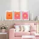KISSFOX 3 Piece Canvas Wall Art Pink Orange Wall Decor Aura Framed Art Angel Number Pictures Trendy Aesthetic Preppy Paintings For Apartment Dorm Women Girls Bedroom