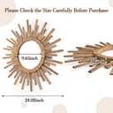 24 Inch Boho Sunburst Mirror, Round Wooden Wall Decor Starburst Sun Mirror for Bedroom, Living Room, Bathroom, Hallway, Balcony, Farmhouse Entryway, Housewarming Gift（Rustic Brown