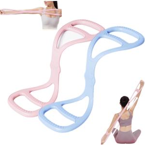 Figure 8 Resistance Band, Upgraded Full Body Training Multi-Function Design, Women's Multi-Function Resistance Band, Anti-Skid handleportable, Ideal for Yoga and Pilates Stretching Exercises (Pink+Blue)