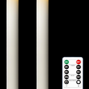 Homemory 2 Pcs Waxy Flameless Taper Candles with Remote, Flickering Battery Operated Taper Candles, Led Flameless Candlesticks Classic Tall Candle for Home, Wedding, Party, White, 9.6 inches