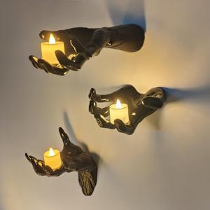 DAZONGE Halloween Decorations, Pack of 3 Wall Mounted Creepy Reaching Hands with Lighted Candles, Life-Sized Horror Hands for Gothic Wall Decorations, Scary Halloween Decorations Indoor (Style 2)
