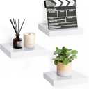 Sorbus Square Floating Shelf for Wall - 3 Small Shelves with Invisible Mounting Brackets for Living Room Decor, Bedroom, Bathroom Decor, Home & Kitchen - 9" White Wall Shelf to Display Photos Trophies