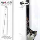 Cat Door Holder Latch - Bright White Cat Door Alternative Installs Fast Flex Latch Strap Let's Cats in and Keeps Dogs Out of Litter & Food. Safe Baby Proof One Piece No Measuring Extra Easy