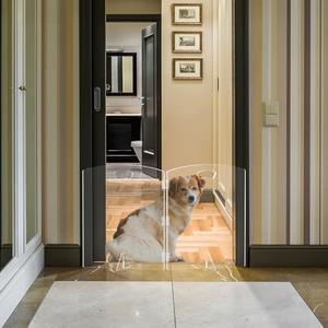 Acrylic Retractable Dog Gate 40-70" Wide x 28" Tall - Adjustable Freestanding Pet Gate for Doorways & Stairs - Clear Extra Tall Barrier for Puppies to Large Dogs
