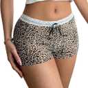 SOLY HUX Women's Leopard Print Shorts Lace Trim Y2k Elastic Low Rise Booty Shorts (M)