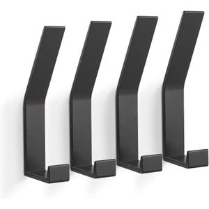 Coat Rack Hooks Wall Mounted, Black 4Packs, Bath Towel Rope Hooks for Kitchen, Door, Cabinet, Bathroom, Foyers, Hallways, and Bedrooms