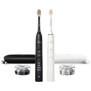 Philips Sonicare DiamondClean Connected Electric Toothbrush 2 Pack, x2 Sonic Toothbrushes, x2 Charging Travel Cases, x2 A3 Brush Heads, 12 Brushing Settings, (Black and Rose Gold) Model HX9912/71