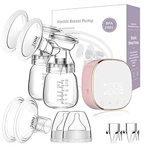 TOVVILD Double Hands Free Breast Pump, Portable Anti-Backflow, with 22mm, 24mm Flanges, 3 Modes & 9 Levels Strong Suction, Electric Breast Pump Wearable