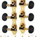 Vangoa 3L3R 6 Pieces Guitar String Tuning Pegs Tuner Machine Heads Knobs Tuning Keys for Classical Guitar, (Short Black, Black Button)