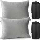 2 Pack Camping Pillow for Sleeping Shredded Memory Foam Travel Pillow with Storage Bag, Compressible Portable Pillow for Outdoor Camp Backpacking Hiking Essential Gear(Grey,Medium)