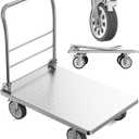 Heavy Duty Platform Truck Cart, Flatbed Cart Folding Hand Trucks, 2200lbs, with 6" Swivel Brake Casters, Foldable for Easy Storage (36" x 24") (Silver)