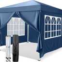 VINGLI 10'x10' Pop Up Canopy Tent with Sidewalls, Outdoor Gazebo Canopy Tent, Patio Event Tents Outdoor Commercial Canopy for Parties (Blue)