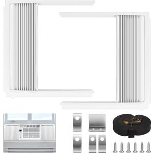 Window Air Conditioner Side Panels with Frame, Adjustable AC Insulation Side Panels for Window Units, Air Conditioner Accordion Filler Curtain Kit Replacement for 5000 BTU Units