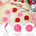 72 Pcs Hair Accessories Set - Barrettes, Balls, Bows, Flowers, and Clips for Girls, Baby, and Toddler (Red, White, Pink)