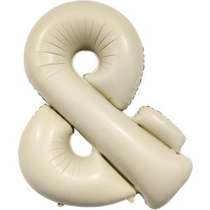 Biapian 40 Inch Ampersand Balloons, Cream Symbol & Foil Balloon, Big Single Sign Jumbo Balloon, Beige Large Aluminum DIY Balloons for Name Abbreviation, Birthday, Baby Shower, Wedding Party Decoration