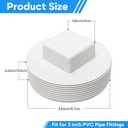 Cinsda 3" PVC Sewer Cleanout Plug, NPT Male Threaded Flush Drain Cap for Drainage Piping Systems, Waste Water Pipe Access Cover