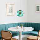 Teal Glass Pendant Light Kitchen Island, 7.87", 1 Pack