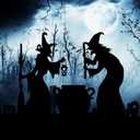 Large Halloween Witch Silhouette Decor Outdoor, Witch, Black Cat and Cauldron Yard Decorations, Scary Halloween Decor for Home, Party, Gift, Waterproof and Durable (Easy Setup with Stakes)