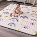 WONDAY Thick Baby Floor Playmat for Playpen,50x50 Playpen Mat Non Toxic Car Foldable Kids Crawling Mat for Babies 6-12 Months, Infant Baby Playpen Mat for Toddlers 1-3