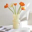 Cream Glass Vase 7 Inches Vintage Flower Vases for Centerpiece Table Decoration, Shelves, Colored Yellow Glass Vases for Flowers, Bouquet, Decorative Vase for Home Dcor, Living Room, Wedding