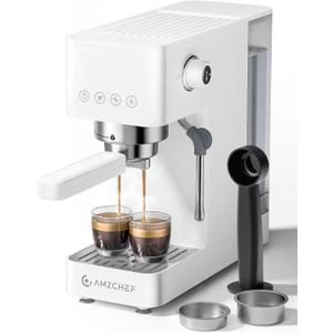 AMZCHEF Espresso Machine 20 Bar, Compact Espresso Maker with Steam Milk Frother, Coffee Maker with 50oz Removable Water Tank for Home, Coffee Machine for Cappuccino, Latte, Americano, 1350W