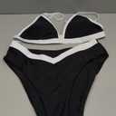 SUUKSESS Women Triangle High Cut Bikini Sets Sexy High Waisted 2 Piece Swimsuit, size Small, Black