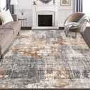 DMOYEST Area Rug Living Room Rugs - 9x12 Washable Large Soft Indoor Neutral Modern Abstract Low Pile Rug Carpet for Bedroom Dining Room Farmhouse Home Office - Grey Brown