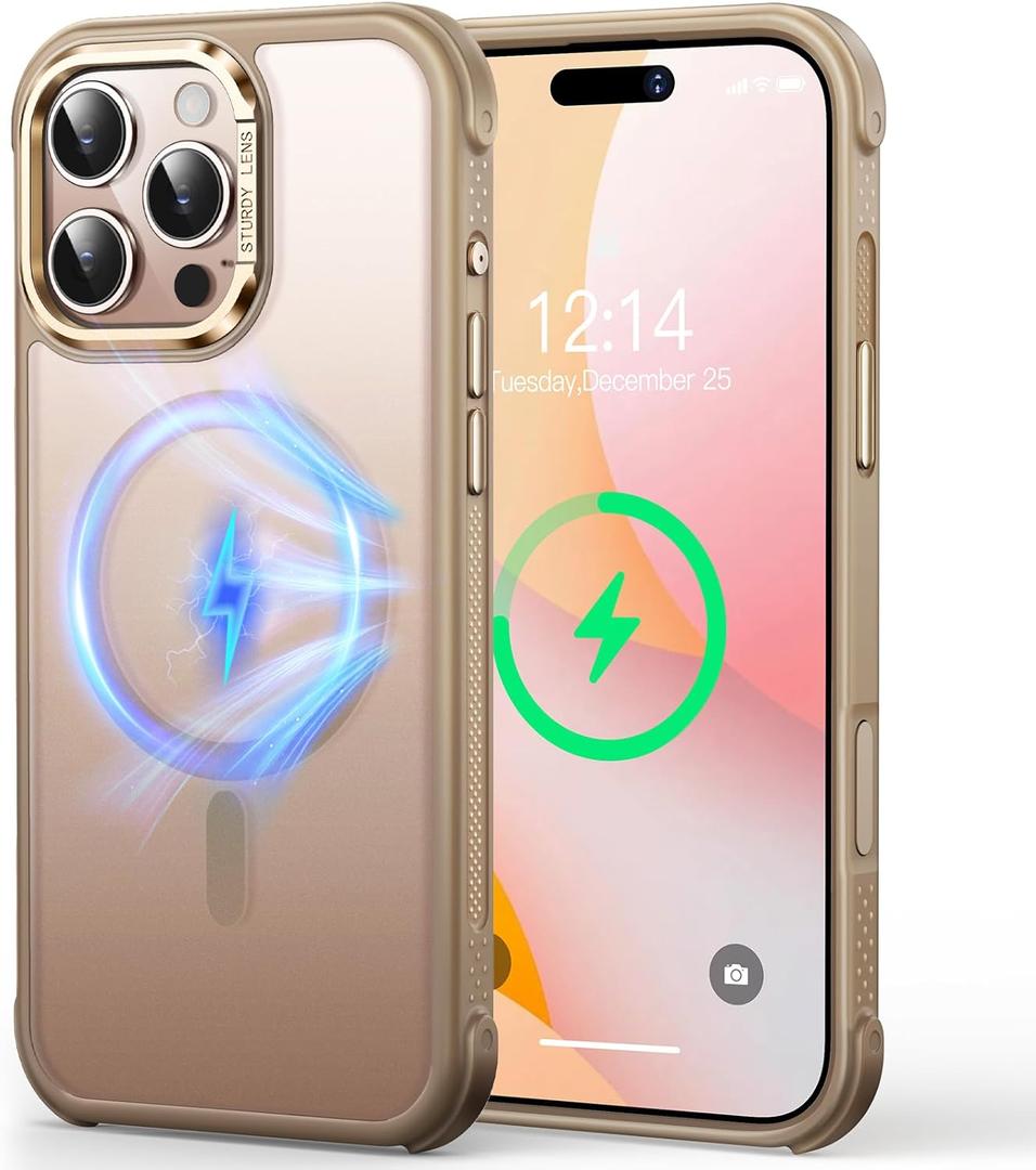 Mist-Armor Designed for iPhone 16 Pro Max Case, [Fit for Mag Safe] [Non-Slip Edge] Military Grade Protective Bumper Silicone Matte Phone Case Cover for iPhone 16 Promax 6.9" Men Women, Gold
