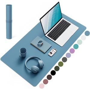 Non-Slip Desk Pad, Waterproof PVC Leather Desk Table Protector, Ultra Thin Large Mouse Pad, Easy Clean Laptop Desk Writing Mat for Office Work/Home/Decor (Blue, 31.5" x 15.7")