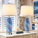 29" Modern Blue Lamps Set of 2 for Bedroom, Living Room & Bedside