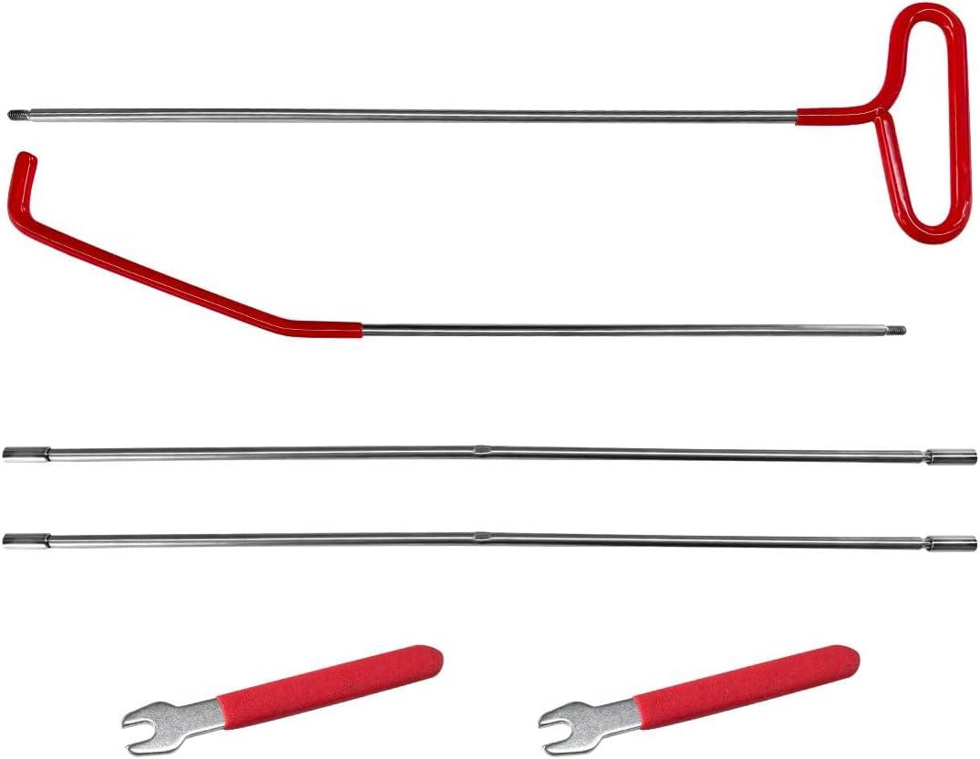 Car Long Reach Tool, 67" Multi-Function Automotive Emergency Tool, Portable Long Pin Puller Hook Kit with Adjustable Length for Vehicles, Car Repair Tool Kit Accessories (Red)