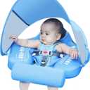 Mambobaby Float with Canopy Size Improved Non Inflatable Infant Baby Pool Float Smart Mambo Float Swim Trainer Baby Swim Float Mambo Baby Float Solid Air Free Water Waist Swimming Ring Sealion Blue
