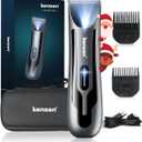 kensen Body Hair Trimmer for Men - Groin & Pubic Hair Trimmer with Ceramic Blades, Manscape Body Shaver for Men with LED Light Ball Shaver IPX7 Waterproof Wet/Dry Rechargeable Body Trimmer Mens Gift (Black)
