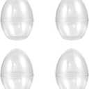 Amosfun 4Pcs Easter Eggs Large Fillable Eggs Plastic Empty Bauble Balls for Candy Chocolate Easter Day Hunting Wedding Party Favors DIY Craft Supply 3.5" x 4.7"