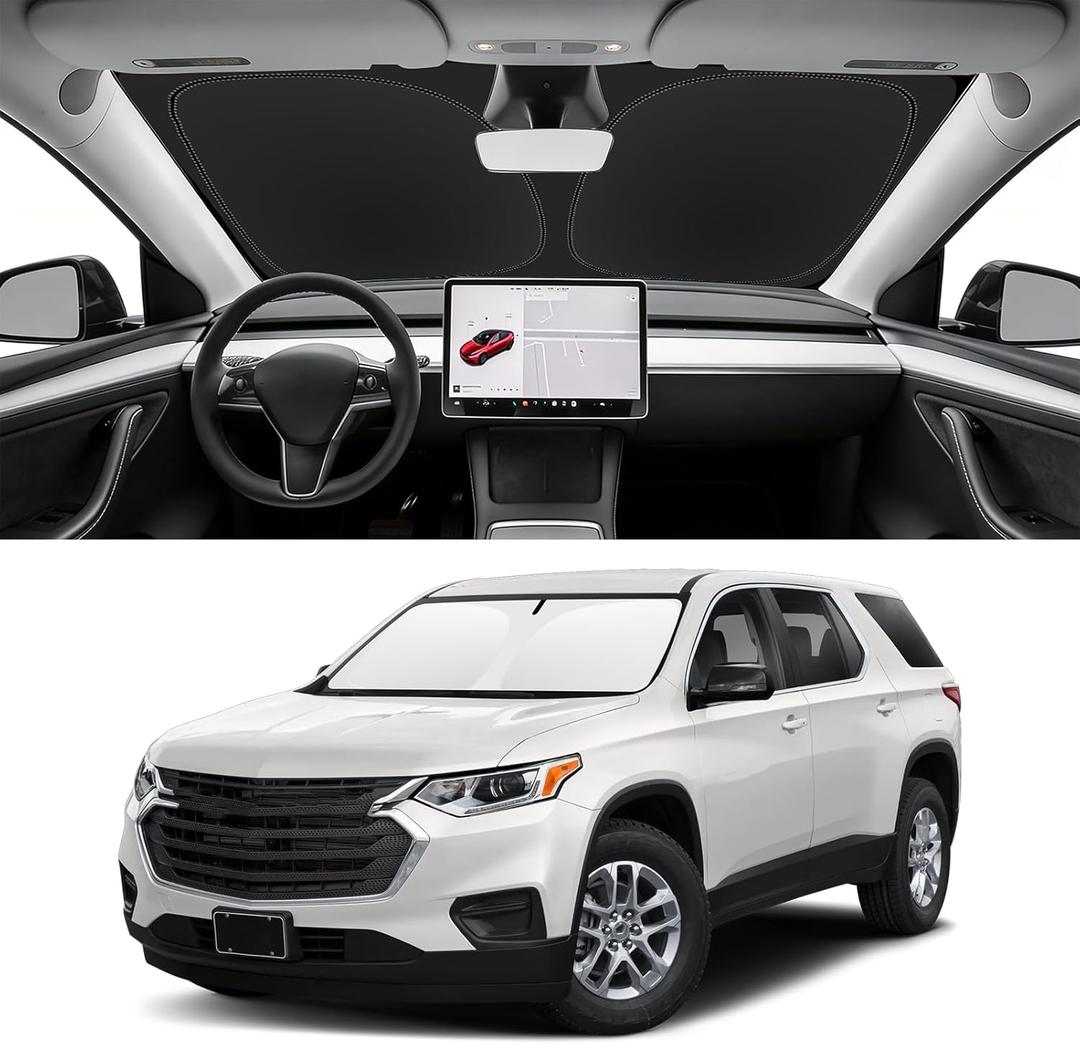 Custom Fit Windshield Sun Shade for Chevy Traverse 2018-2026, Blocks UV & Heat, Front Window Sunshade Accessories, Easy Fold & Store Keep Your Car Cooler
