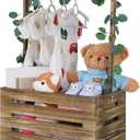 Wooden Baby Shower Crate Closet Baby Basket with Handle, Storage Basket, Welcome Box, Newborn Boy Girl Welcome Gift Basket, Maternity Gifts for New Parents (Black)