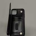 ONETOP Compatible with iPhone 12 Compatible with iPhone 12 Pro Wallet Case with Card Holder, PU Leather Kickstand Card Slots Case, Double Magnetic Clasp Durable Shockproof Cover 6.1 Inch(Black)