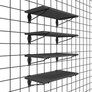HUHOLE 4 Pack Gridwall Shelves 16 x 8 Inch Wooden Grid Wall Shelf with Metal Brackets Heavy Duty 44lbs Capacity Gridwall Accessories for Retail Display Garage Storage and Craft Room Organization