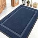 OLANLY Front Door Mat Indoor Outdoor Entrance, Waterproof All-Season, All-Weather Doormat, Sturdy Natural Rubber, Fade Resistant, Low Profile, Easy Clean Patio Porch Entryway Mat, 47x32, Blue