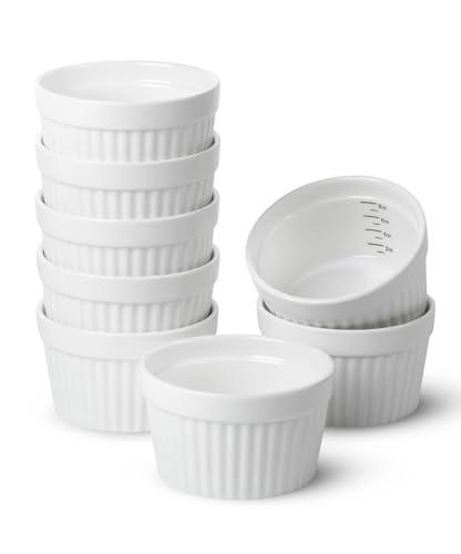 BTaT- Ramekins, 8 oz, Set of 7, Ramekins for Baking, Ramekin with Measurement Markings, Creme Brulee Dishes, Souffle Cups, Custard Cups, Ceramic Bakeware, Souffle Dish, Small Ceramic Bowl