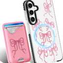 Toycamp for Samsung Galaxy A15 5G Case - Compatible with Magsafe Credit Card Holder Wallet Magnetic Cute Women Teen Girls Kawaii Girly Unique Bow Design Phone Cover for Galaxy A15 5G