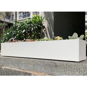 Modern Metal Trough Planter - Rectangle Succulent Planter Box - 32" Window Sill Planters - Decorative Indoor/Outdoor Table or Window - Windowsill Herb (1pc 32'' White), 32" X 3.25" X 3.5" Inches