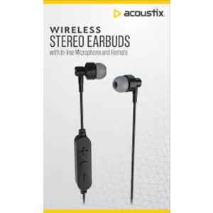 Acoustix Wireless Stereo Earbuds With In-Line Microphone And Remote